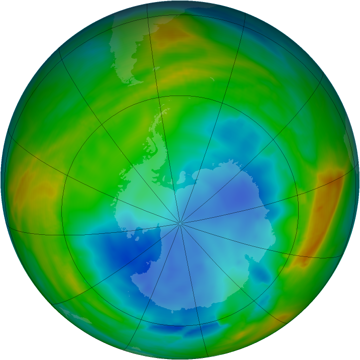 Antarctic ozone map for 25 July 2007